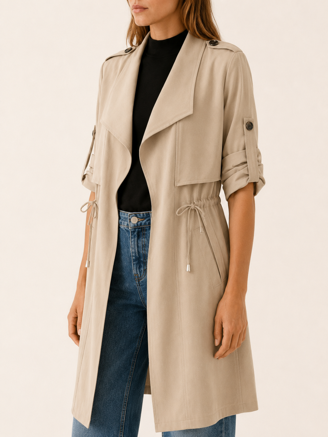 Camille | Women’s Short Trench Coat with Drawstring Waist