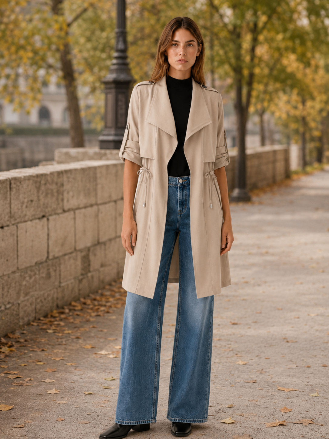 Camille | Women’s Short Trench Coat with Drawstring Waist