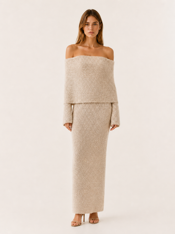 Carina | Off Shoulder Knit Maxi Dress