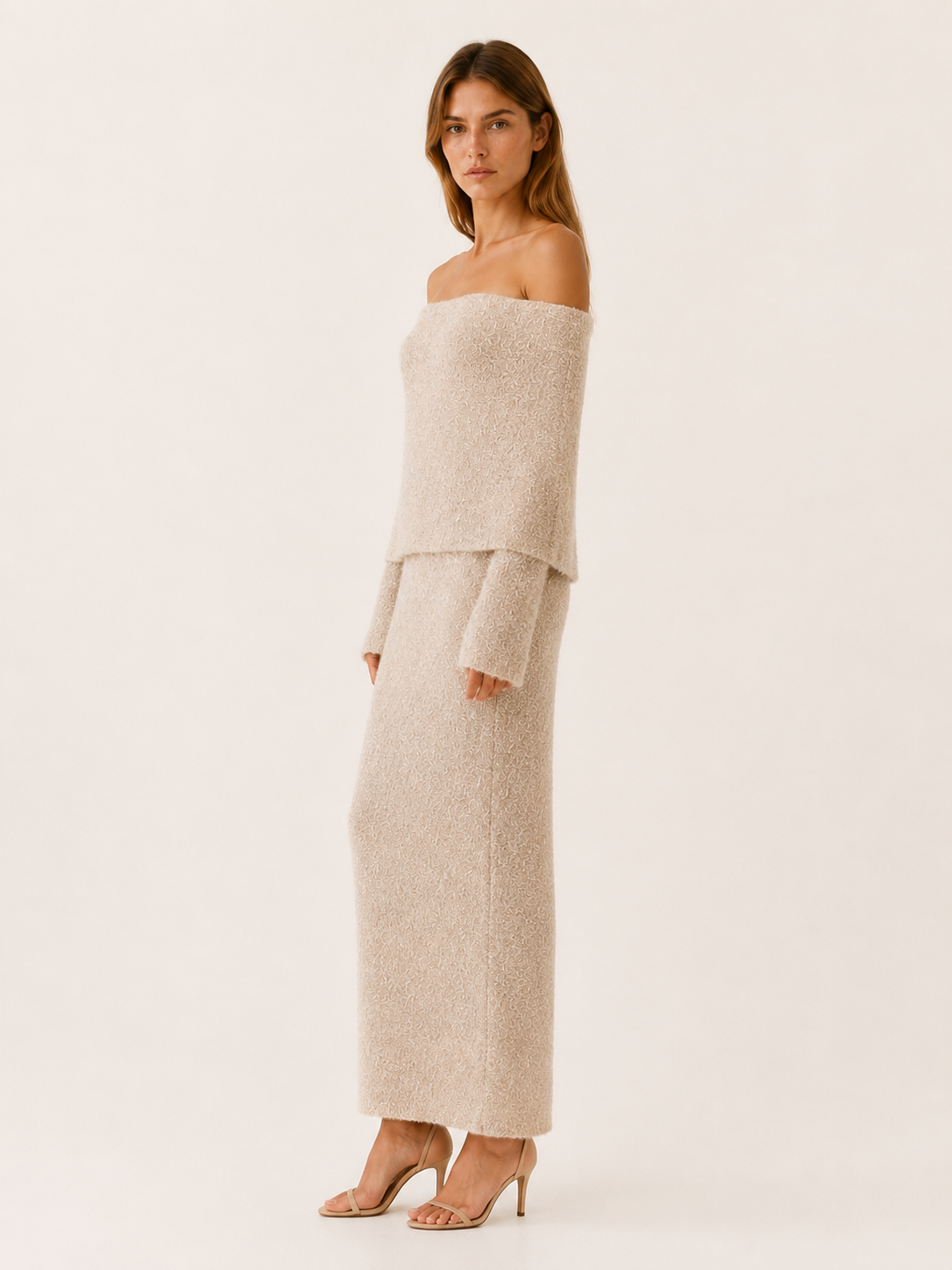 Carina | Off Shoulder Knit Maxi Dress
