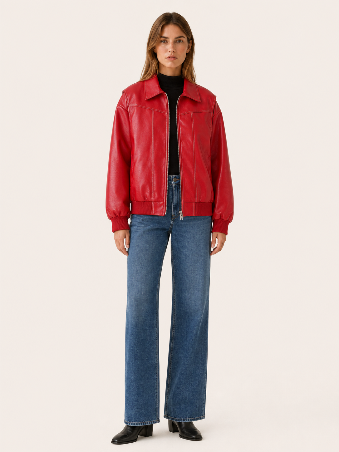 Carys | Bomber Jacket with Contrast Stitching and Oversized Fit