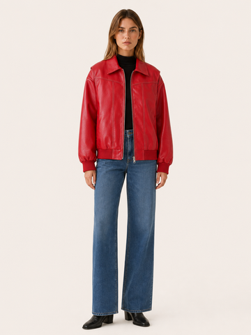 Carys | Bomber Jacket with Contrast Stitching and Oversized Fit