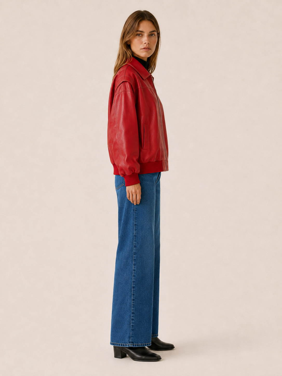 Carys | Bomber Jacket with Contrast Stitching and Oversized Fit