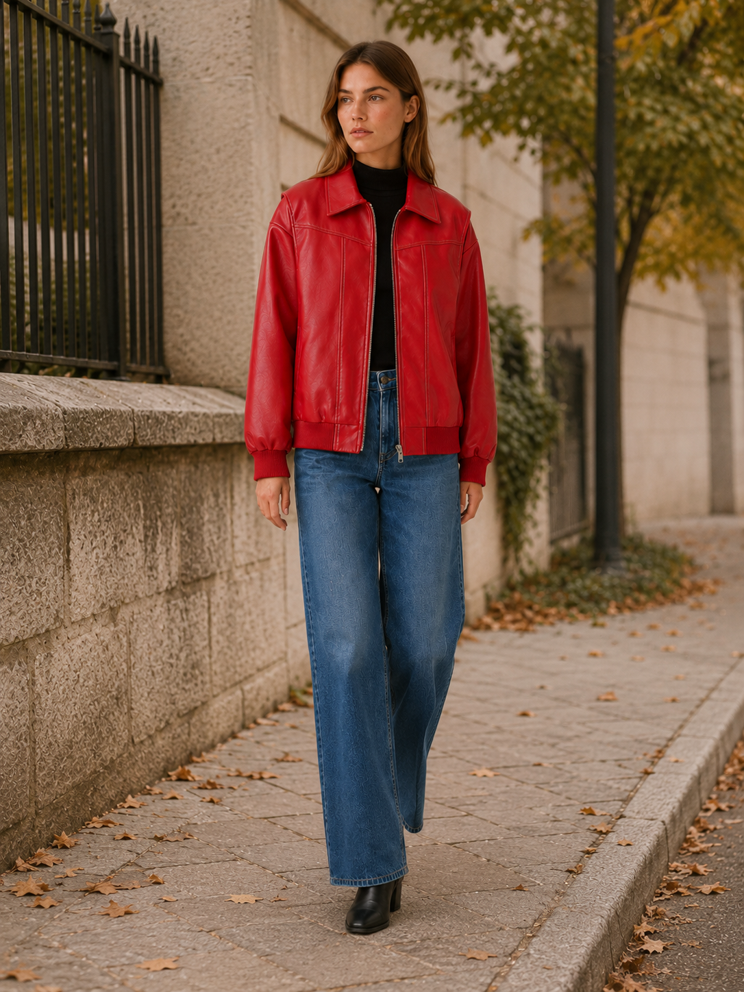 Carys | Bomber Jacket with Contrast Stitching and Oversized Fit