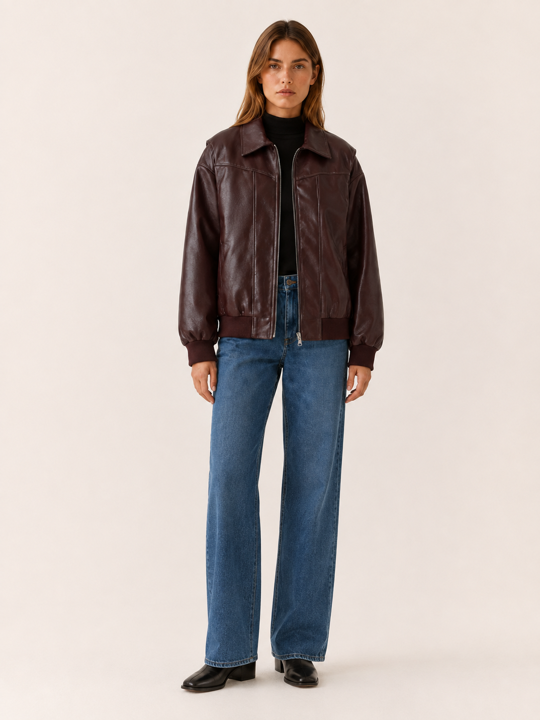 Carys | Bomber Jacket with Contrast Stitching and Oversized Fit