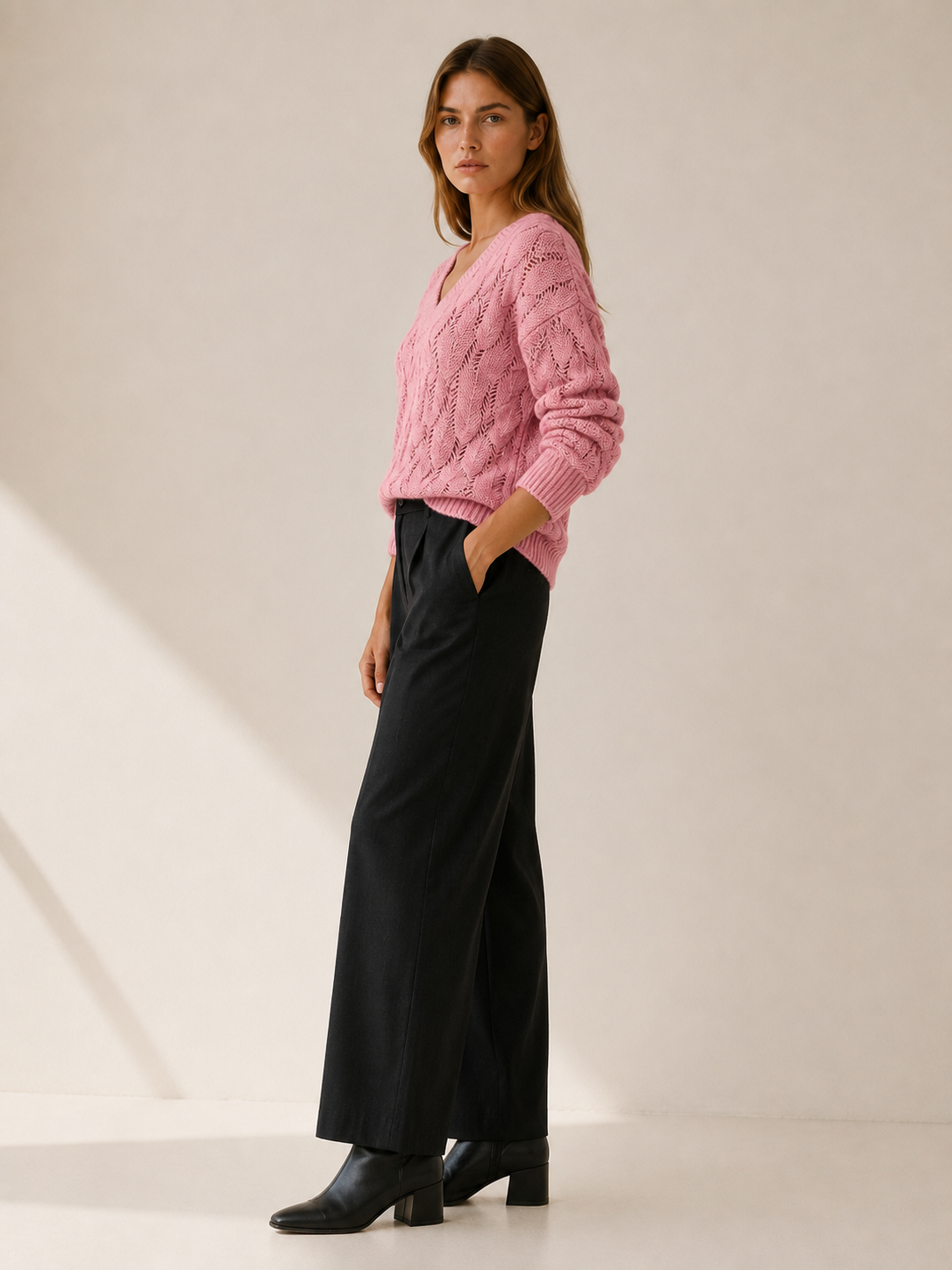 Catriona | V-Neck Jumper with Openwork Detail