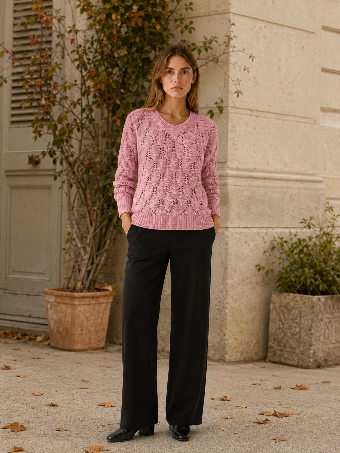 Catriona | V-Neck Jumper with Openwork Detail