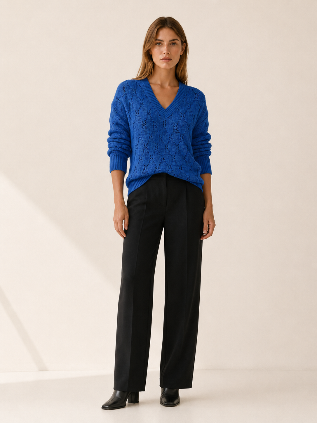 Catriona | V-Neck Jumper with Openwork Detail