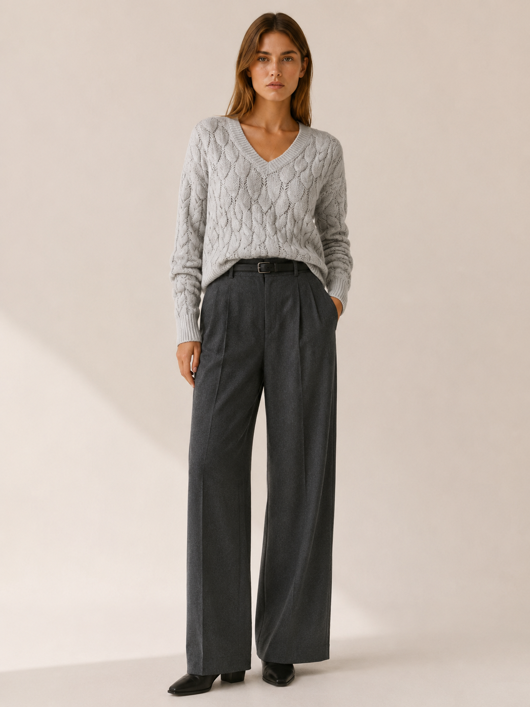 Catriona | V-Neck Jumper with Openwork Detail