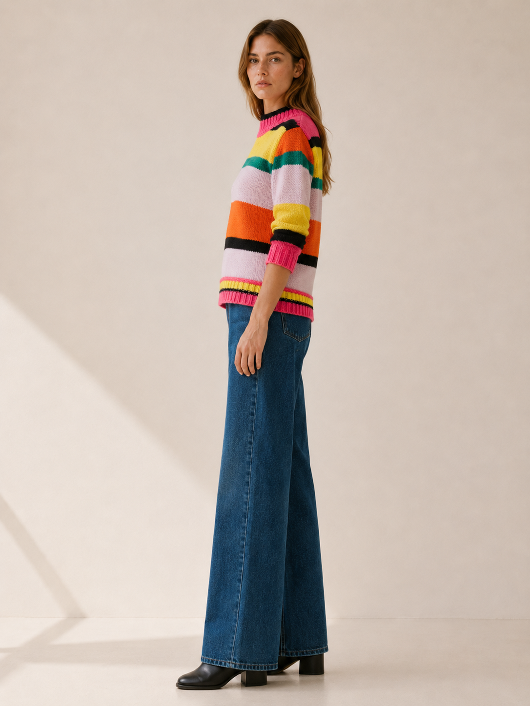 Celandine | Striped Jumper with Crew Neck and Relaxed Fit