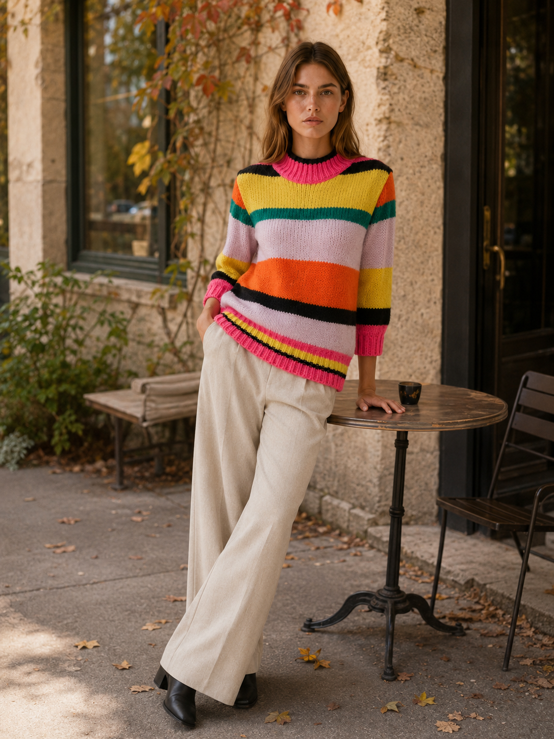 Celandine | Striped Jumper with Crew Neck and Relaxed Fit