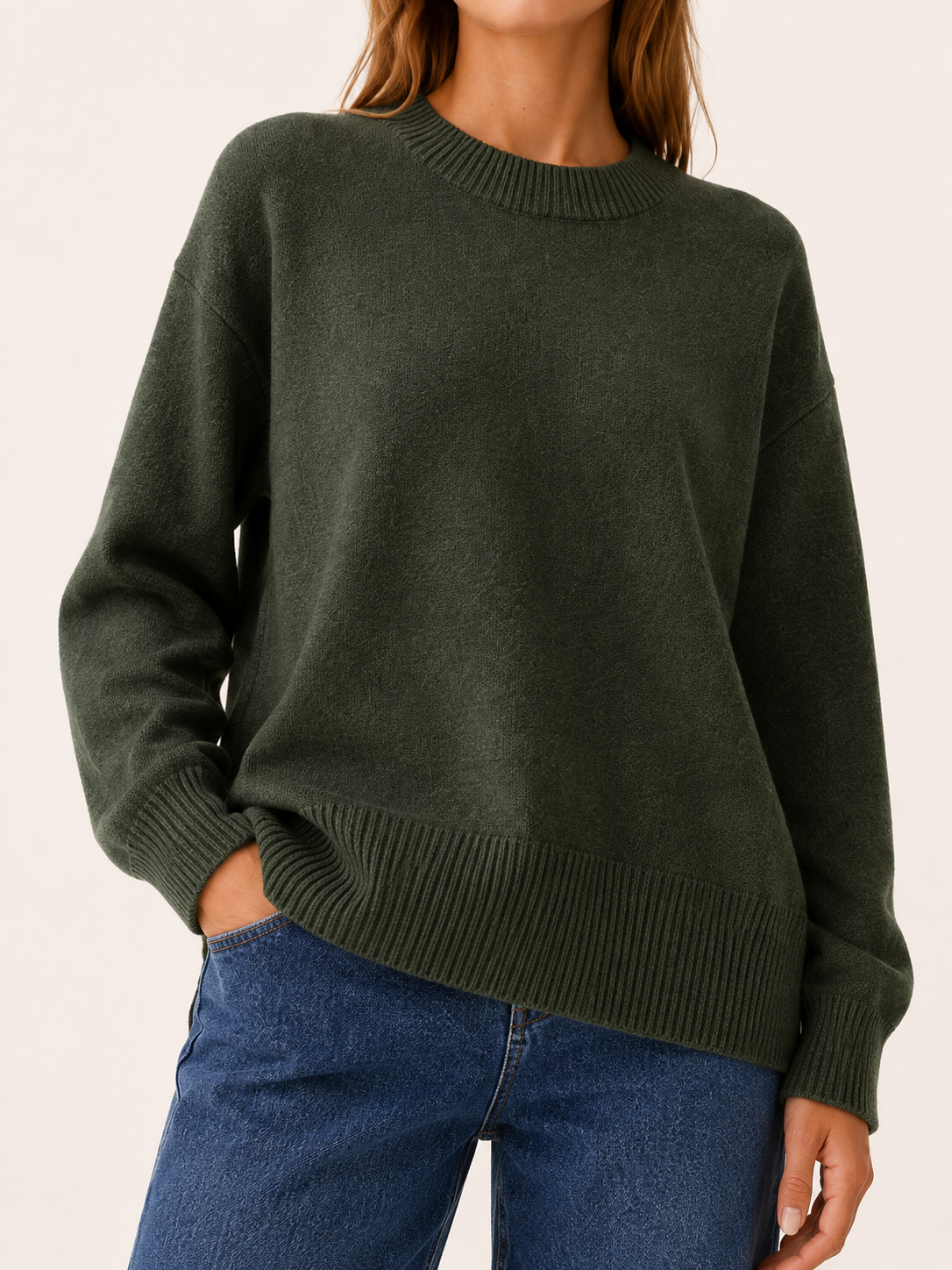 Cendrine | Knit Sweater with Round Neck and Relaxed Fit