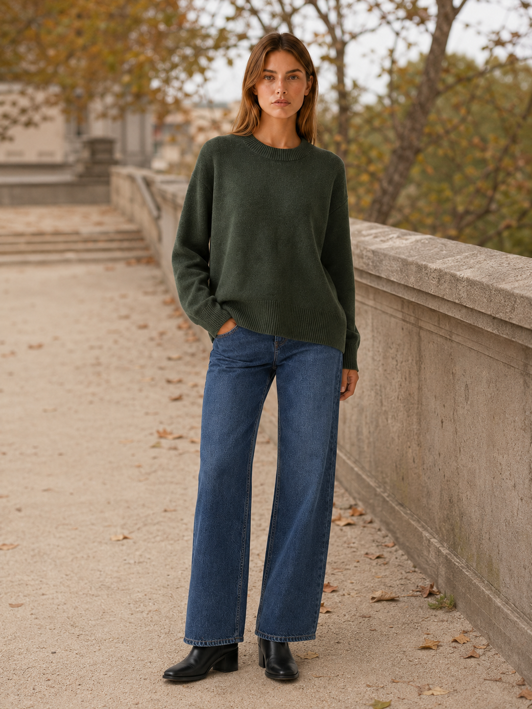 Cendrine | Knit Sweater with Round Neck and Relaxed Fit