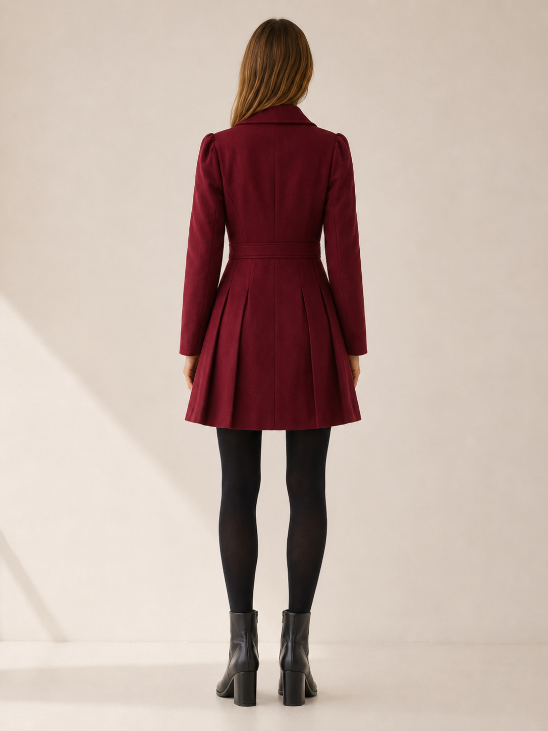 Cerentha | Women's Double Breasted Pleated Winter Coat