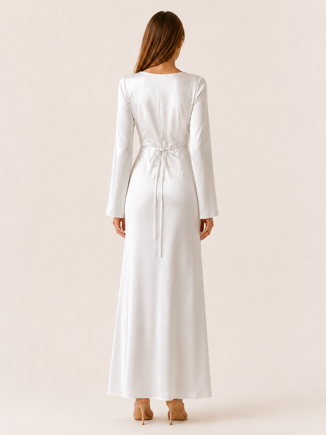 Cerys | Long Sleeve Maxi Dress with Tie Waist