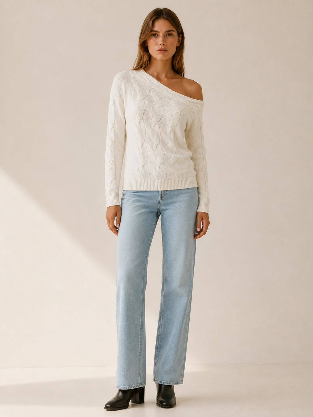 Cevriana | Crew Neck Jumper with Textured Pattern