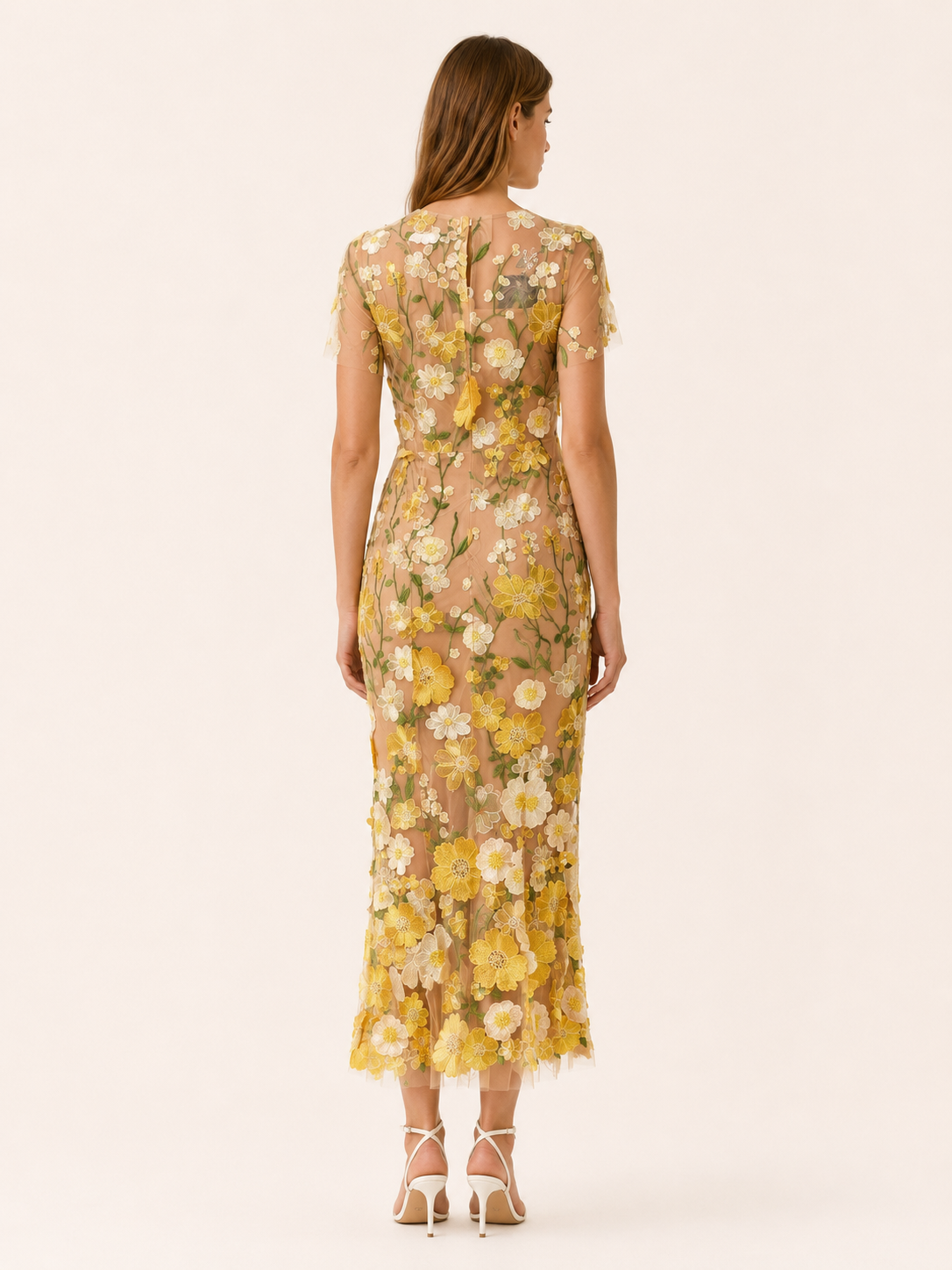 Claribel | Embroidered Maxi Dress with Floral Appliqué