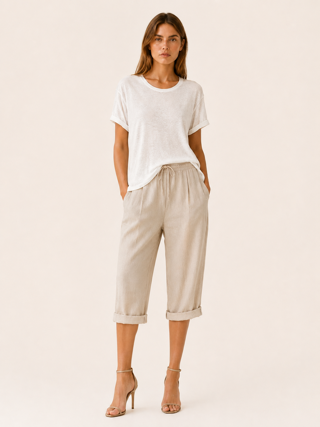 Clemency | Linen Cropped Trousers with Drawstring Waist