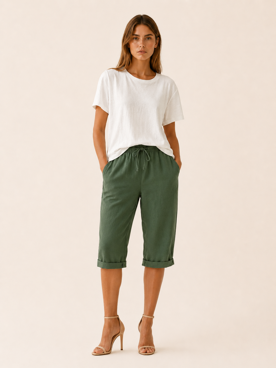 Clemency | Linen Cropped Trousers with Drawstring Waist