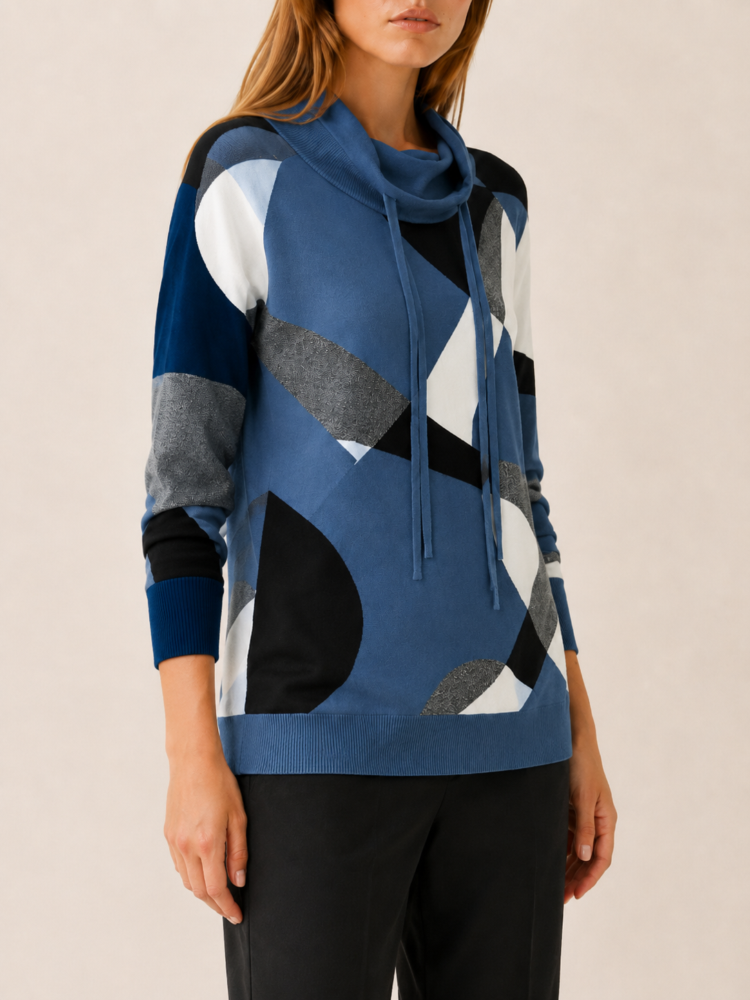 Clio | Women's Colour Block Cowl Neck Jumper