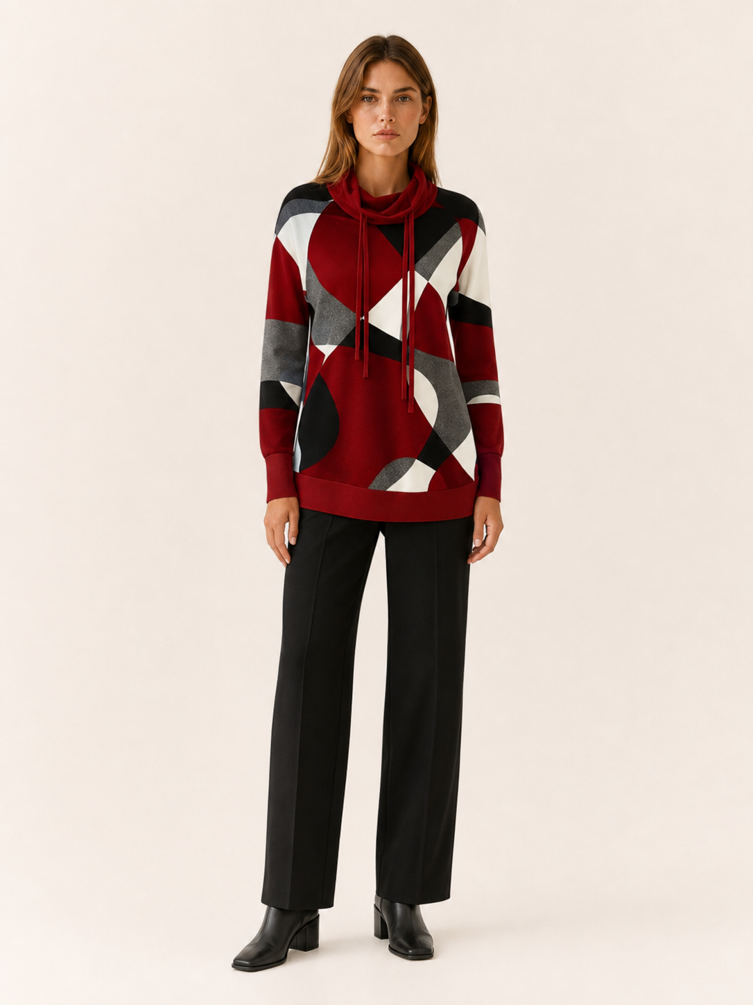 Clio | Women's Colour Block Cowl Neck Jumper