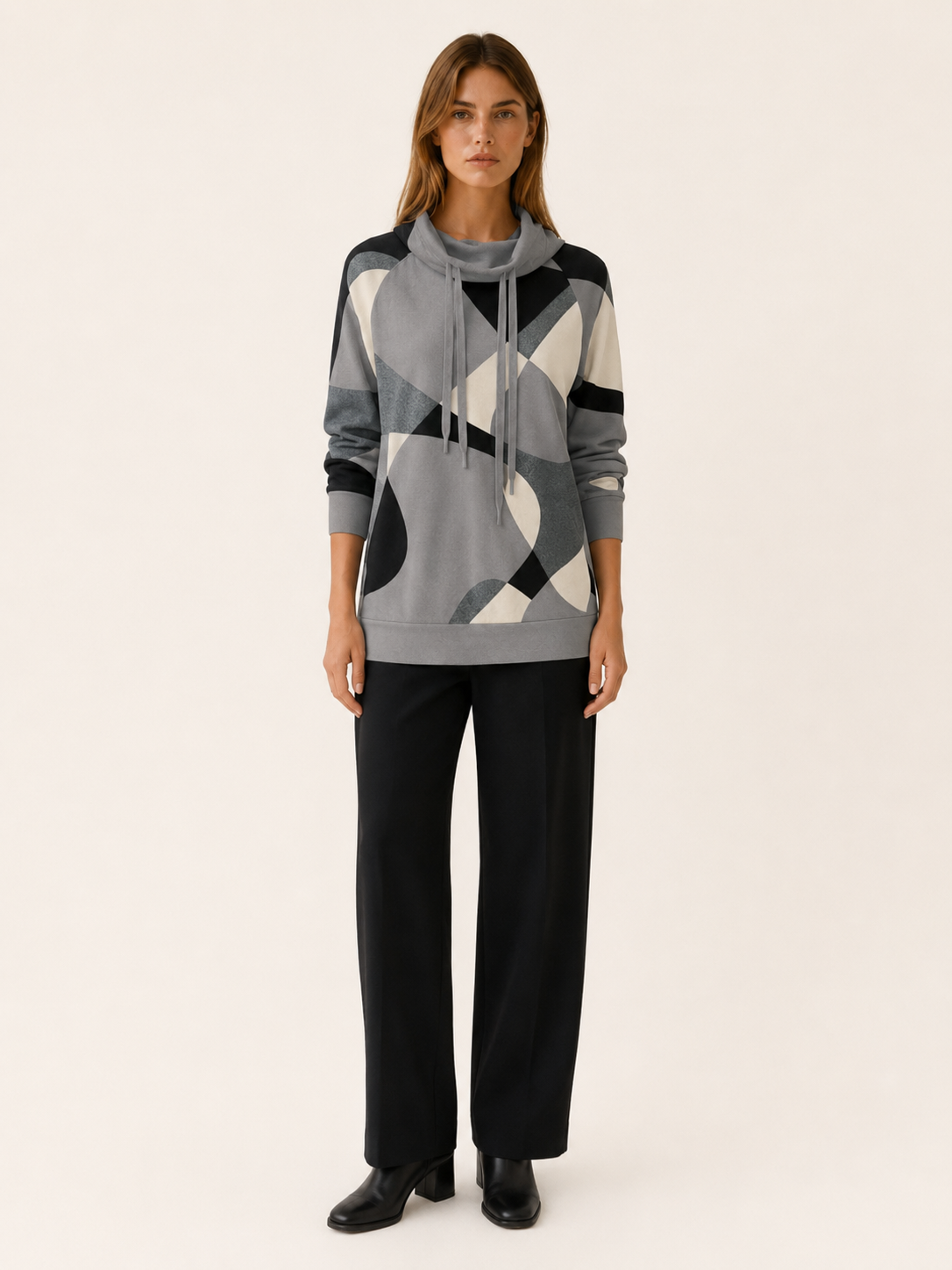 Clio | Women's Colour Block Cowl Neck Jumper