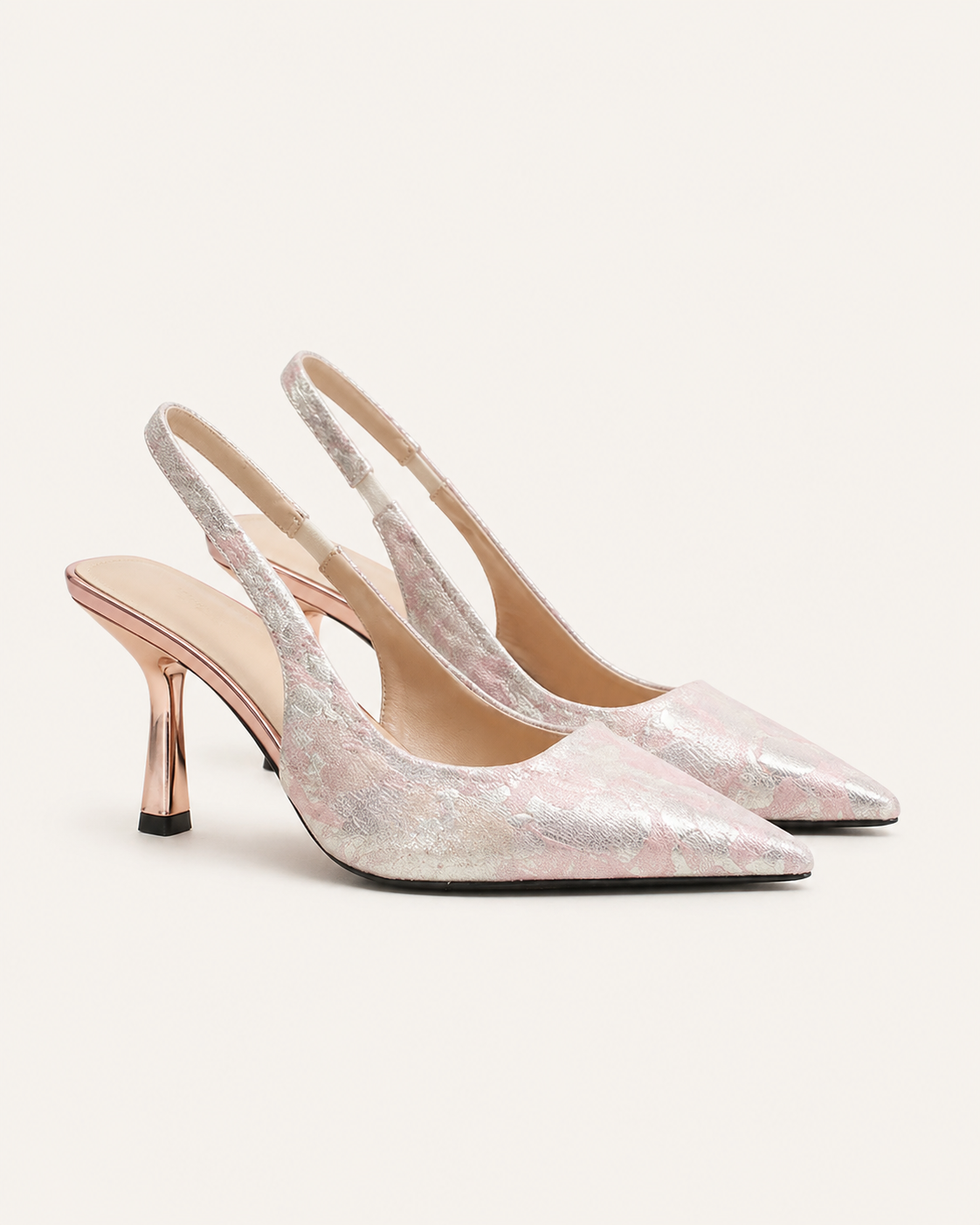Colette | Lace Heeled Sandals with Slingback Strap