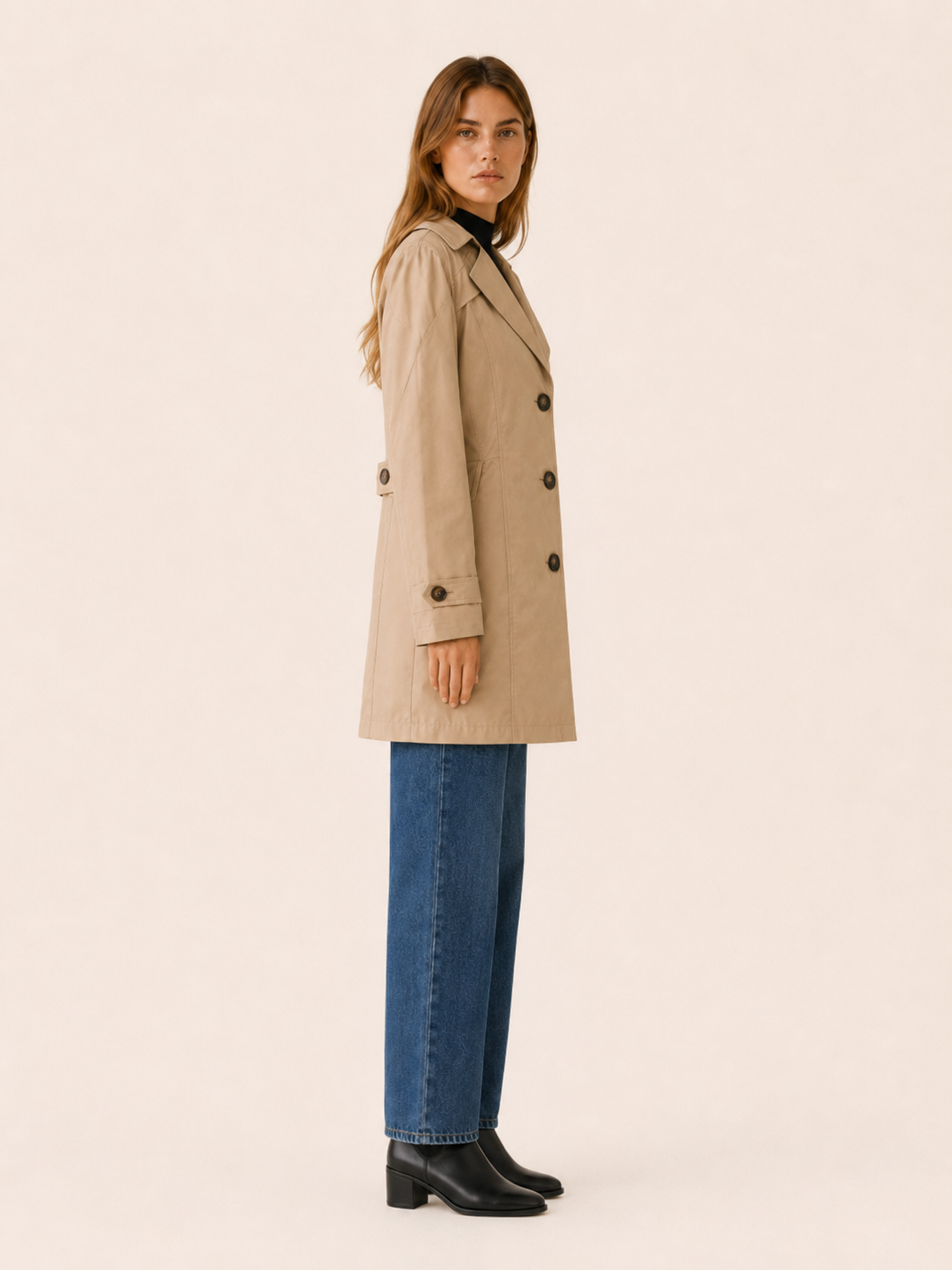 Colette | Short Trench Coat with Tailored Fit and Wide Lapels