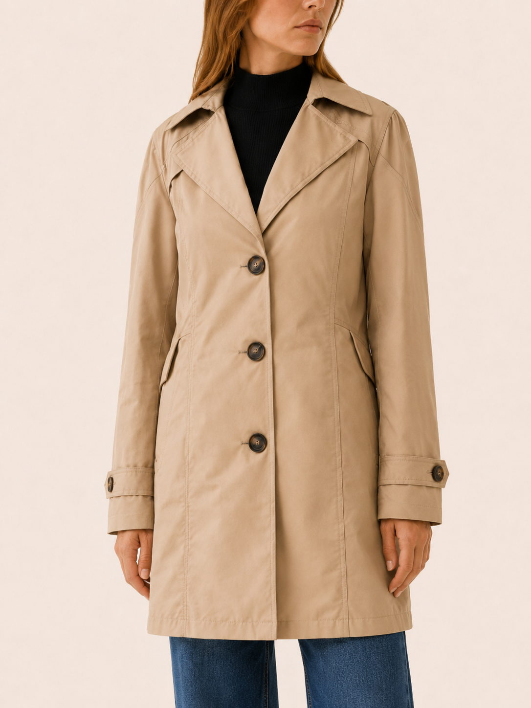 Colette | Short Trench Coat with Tailored Fit and Wide Lapels