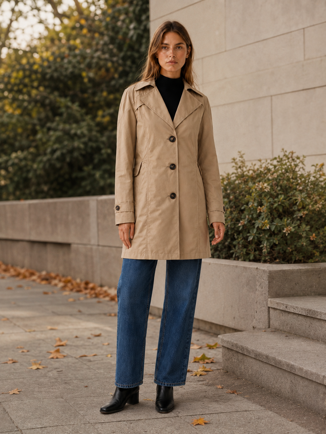 Colette | Short Trench Coat with Tailored Fit and Wide Lapels