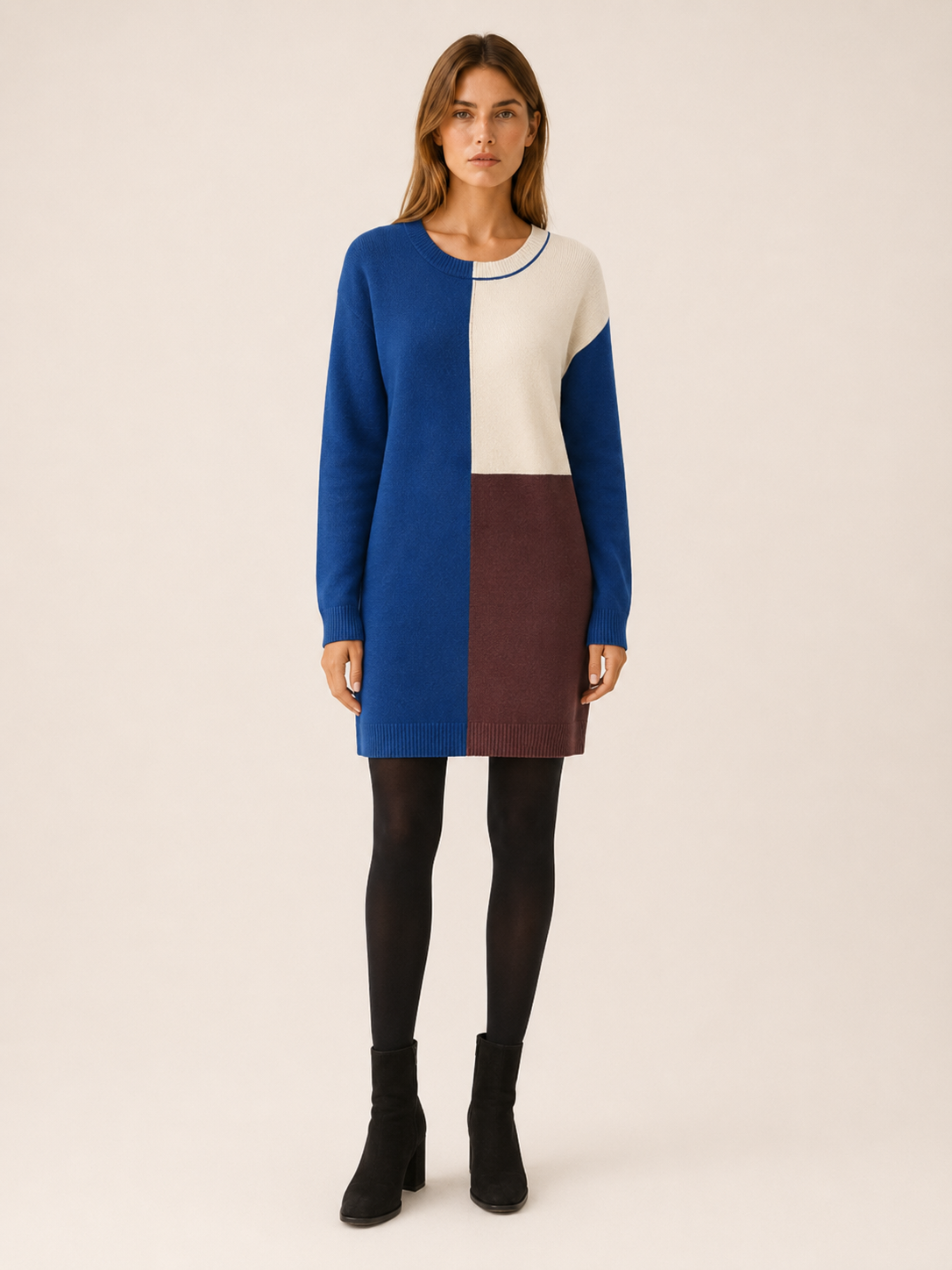 Aureline | Jumper Dress with Colour-Block Design and Relaxed Fit