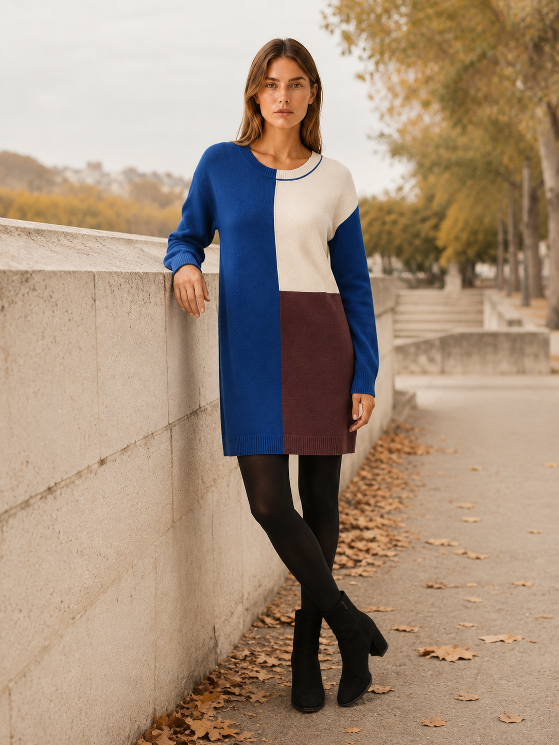 Aureline | Jumper Dress with Colour-Block Design and Relaxed Fit
