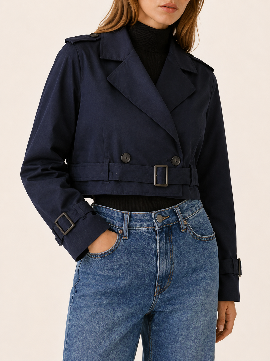 Coralie | Women's Double Breasted Cropped Trench Coat