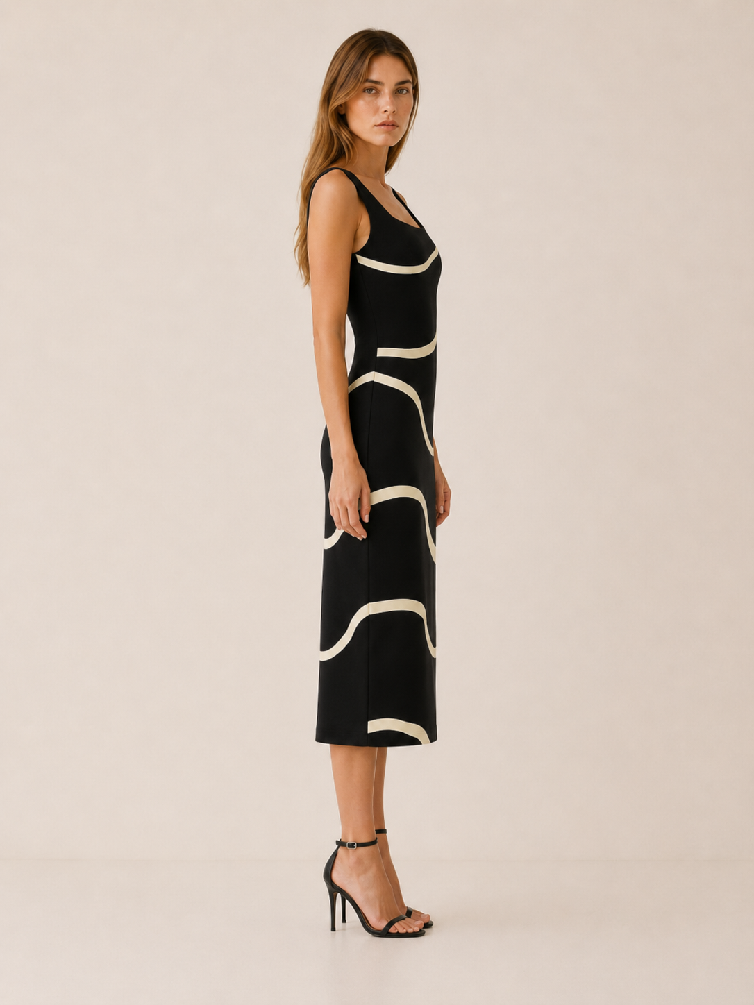 Corina | Knit Midi Dress with Wave Pattern