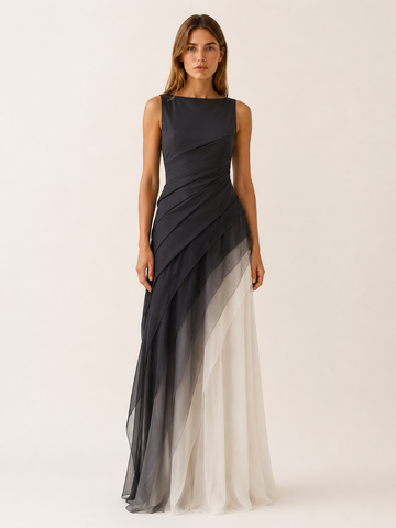 Corvanna | Tulle Maxi Dress with Sleeveless Bodice and Layered Skirt