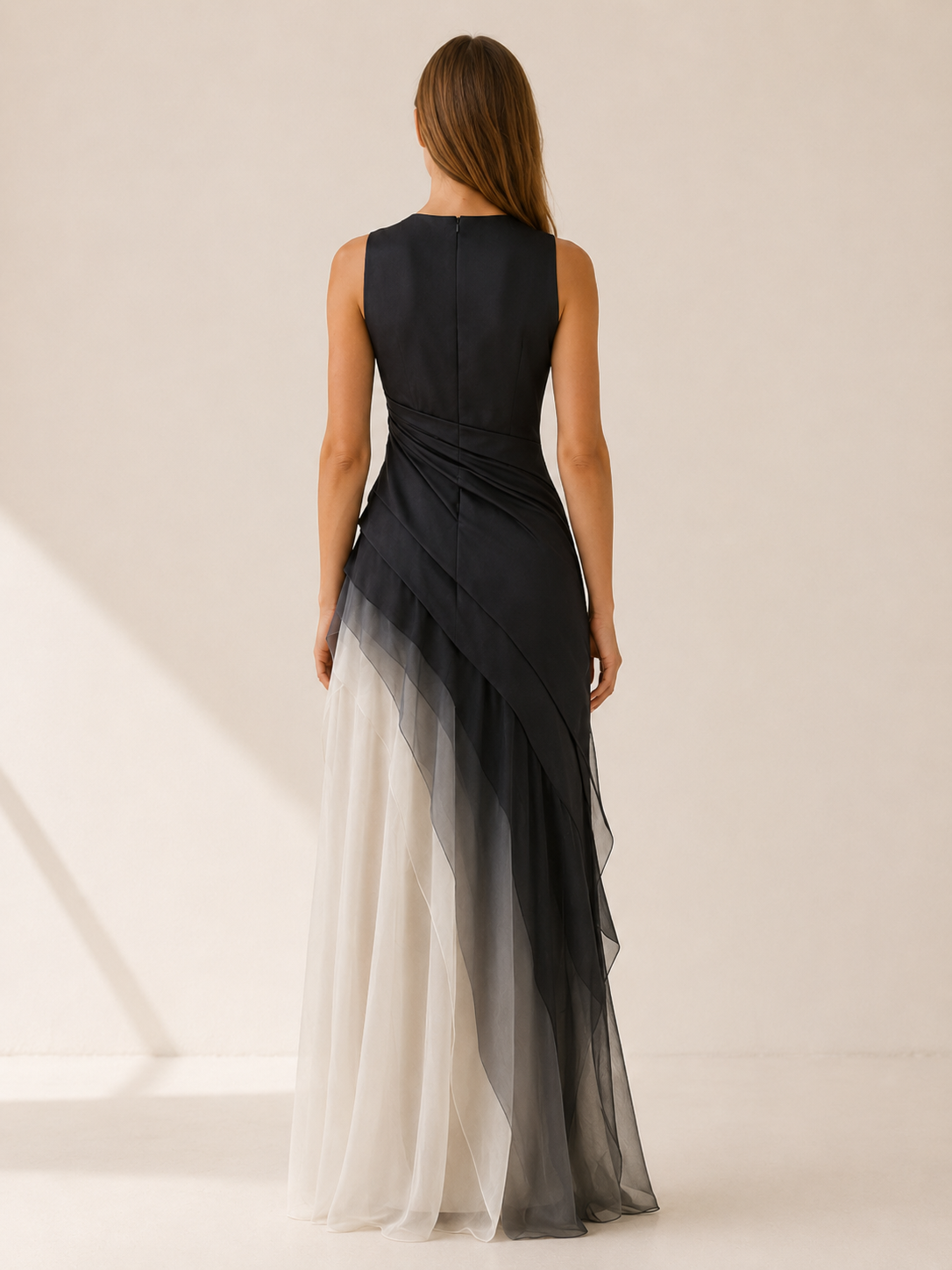Corvanna | Tulle Maxi Dress with Sleeveless Bodice and Layered Skirt