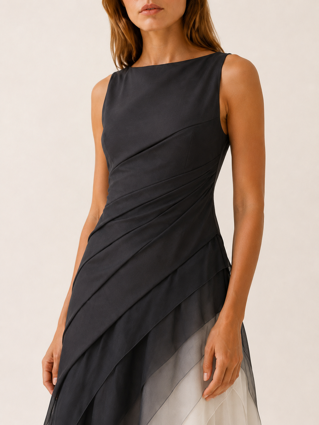 Corvanna | Tulle Maxi Dress with Sleeveless Bodice and Layered Skirt