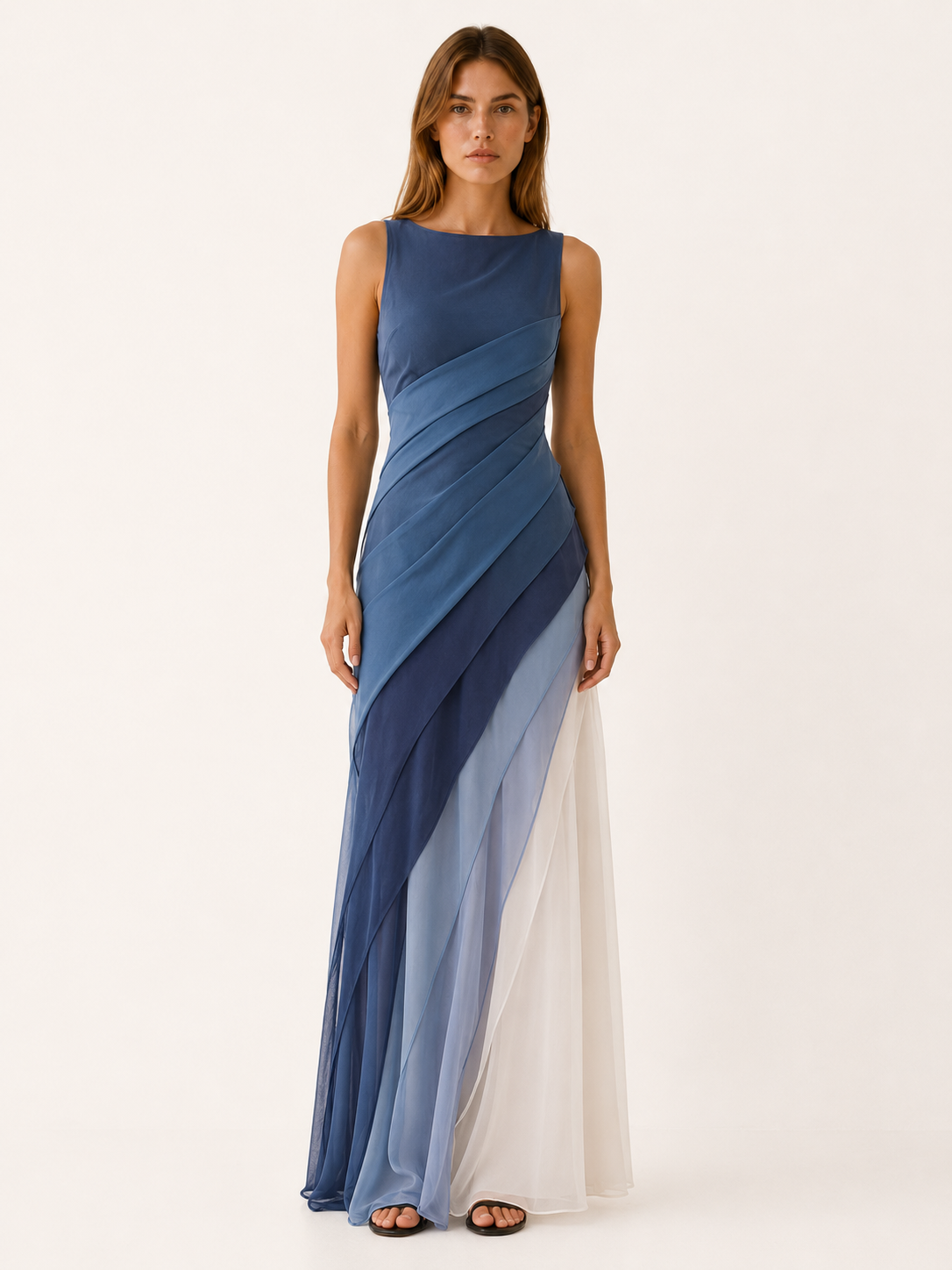 Corvanna | Tulle Maxi Dress with Sleeveless Bodice and Layered Skirt
