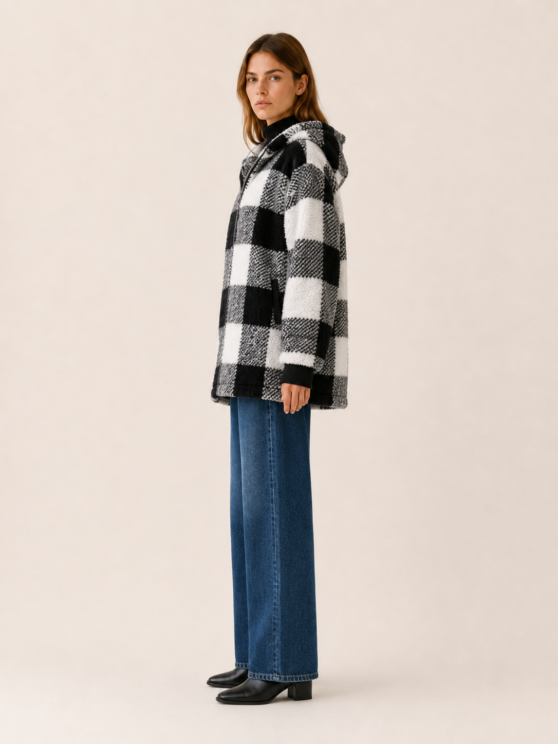 Corvielle | Women's Checked Hooded Winter Coat