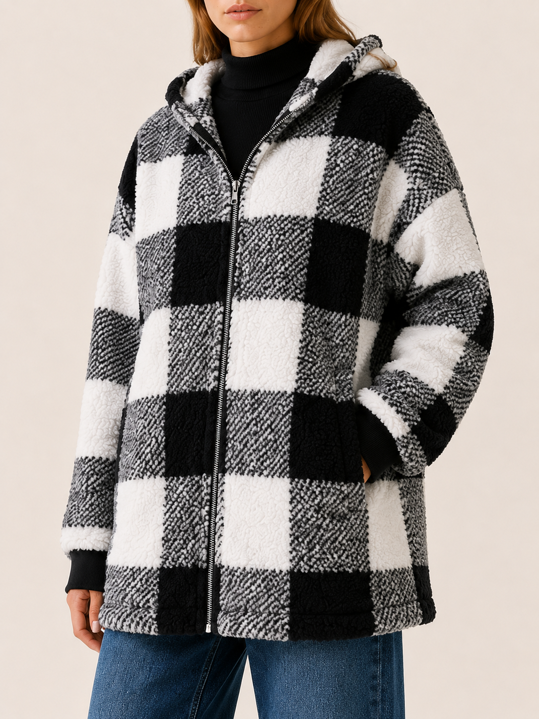 Corvielle | Women's Checked Hooded Winter Coat