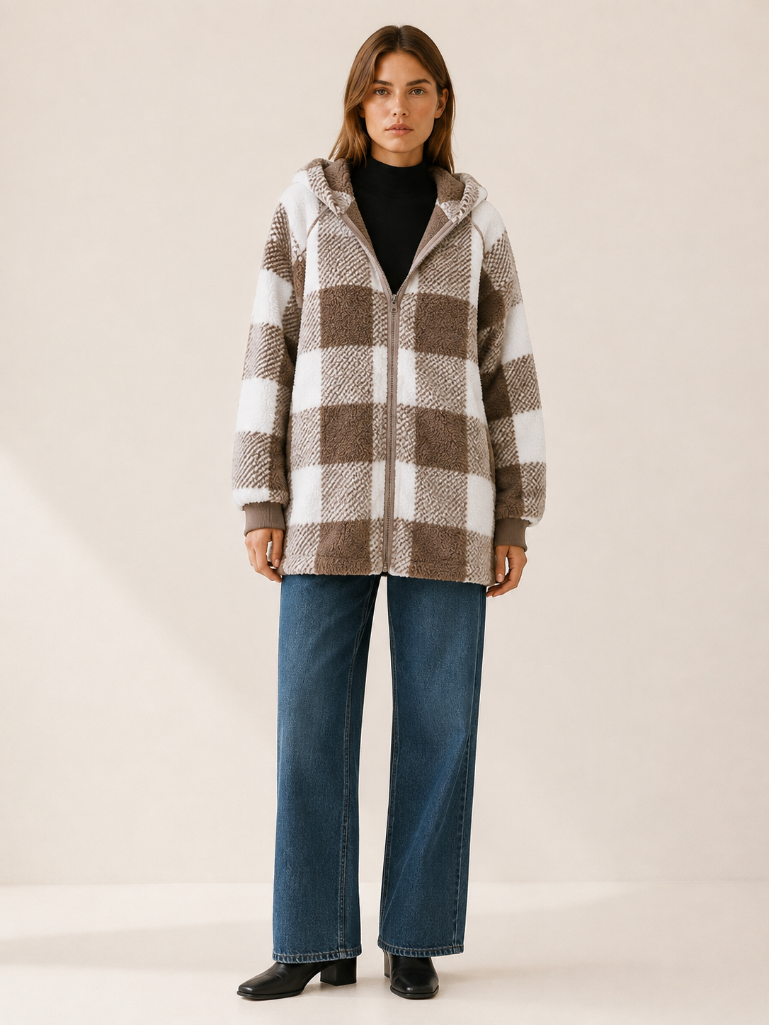 Corvielle | Women's Checked Hooded Winter Coat