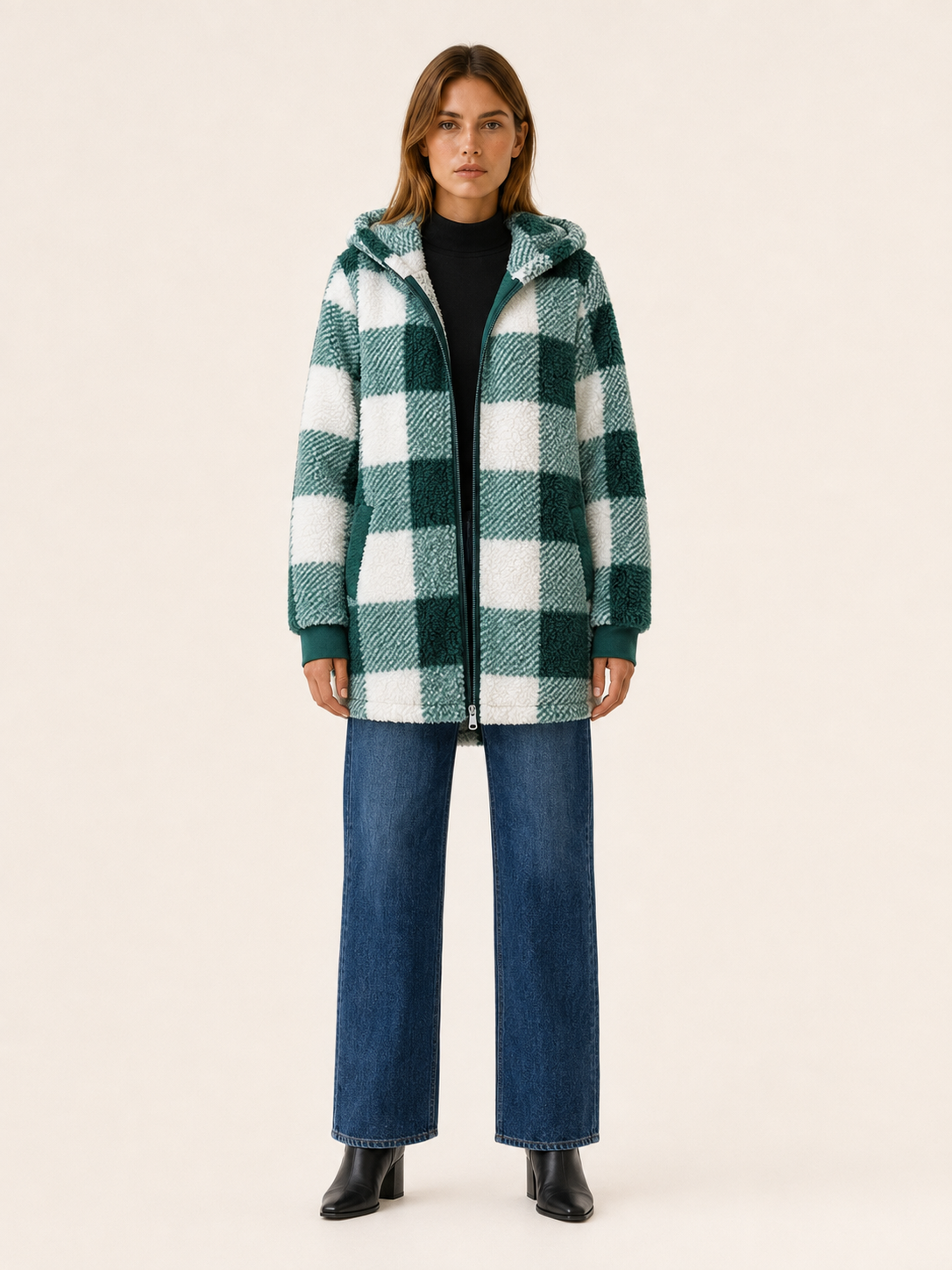 Corvielle | Women's Checked Hooded Winter Coat