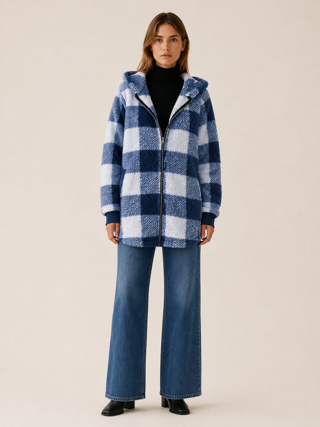 Corvielle | Women's Checked Hooded Winter Coat