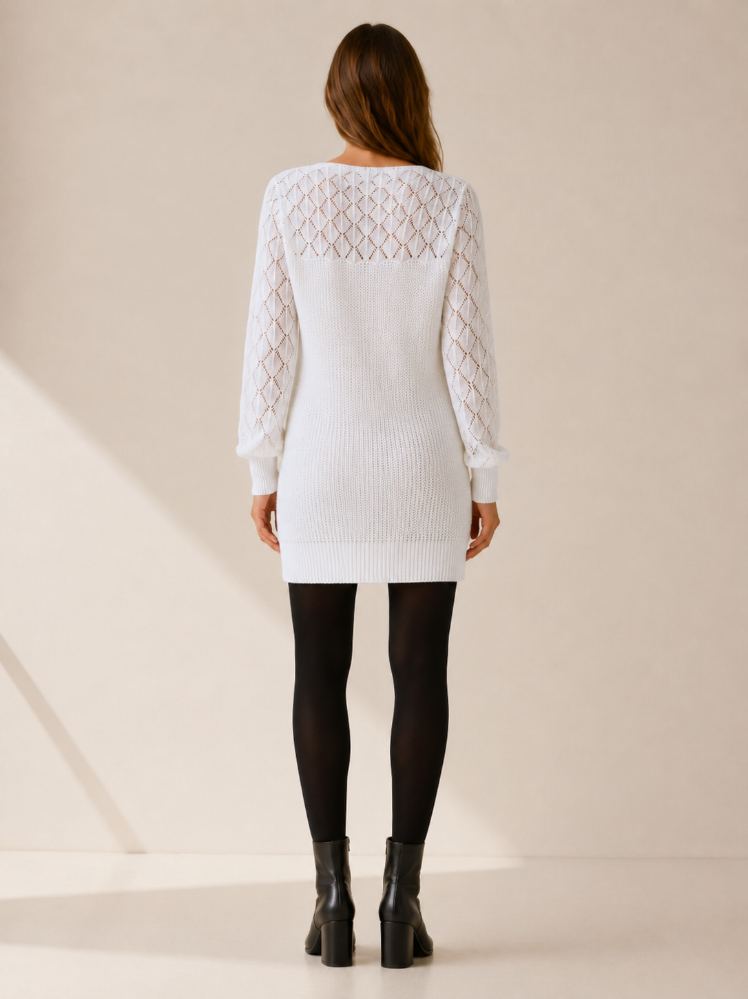 Cressida | Jumper Dress with Boat Neck and Openwork Detail