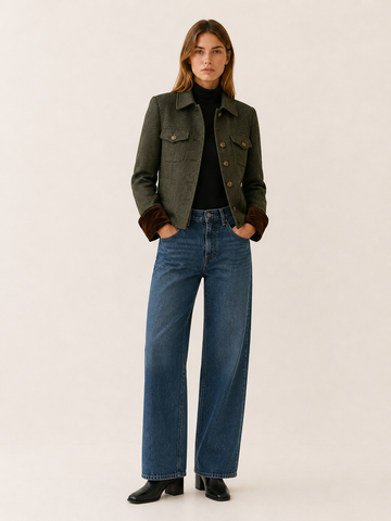 Cressida | Women's Herringbone Cropped Jacket