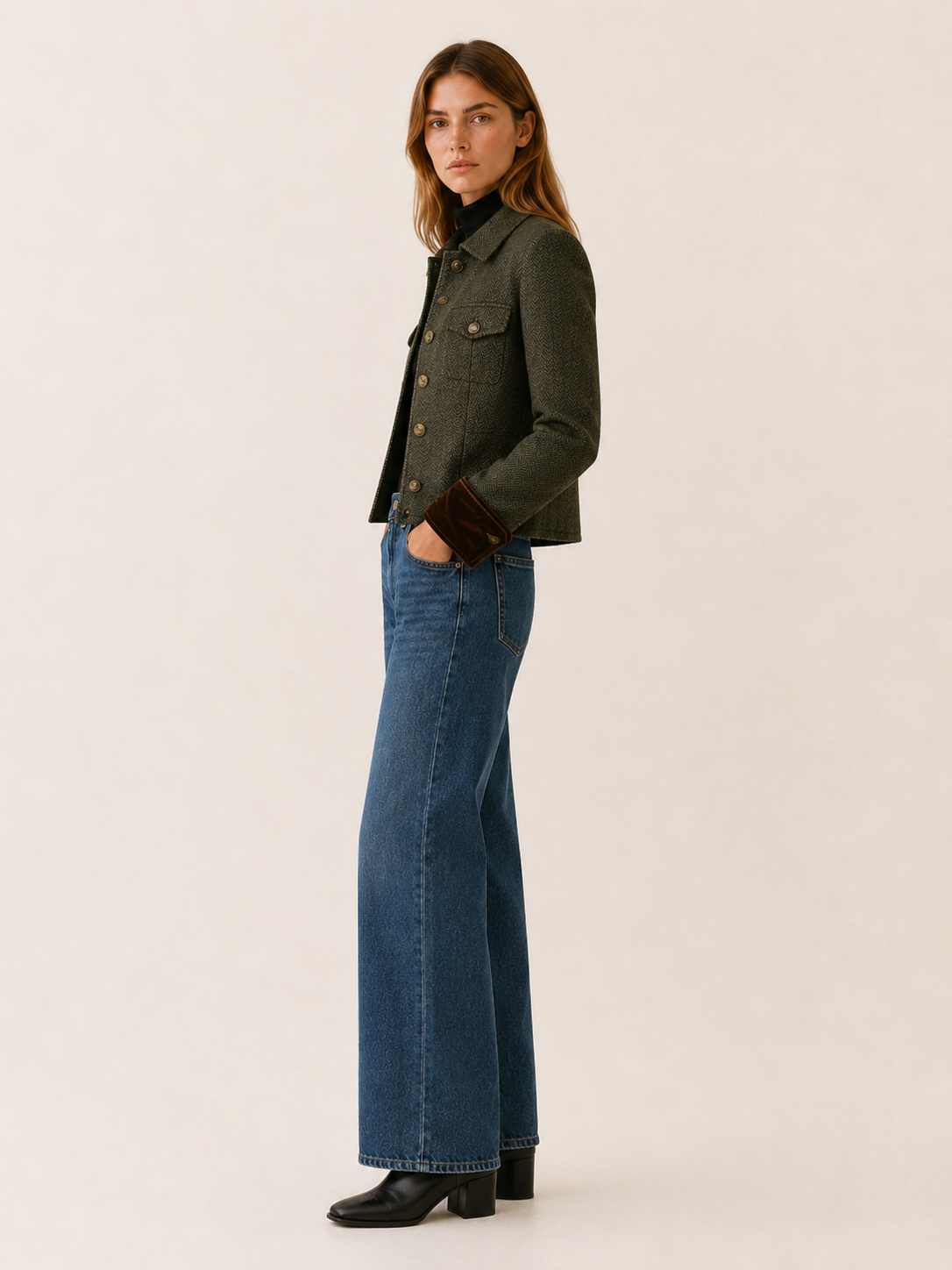 Cressida | Women's Herringbone Cropped Jacket