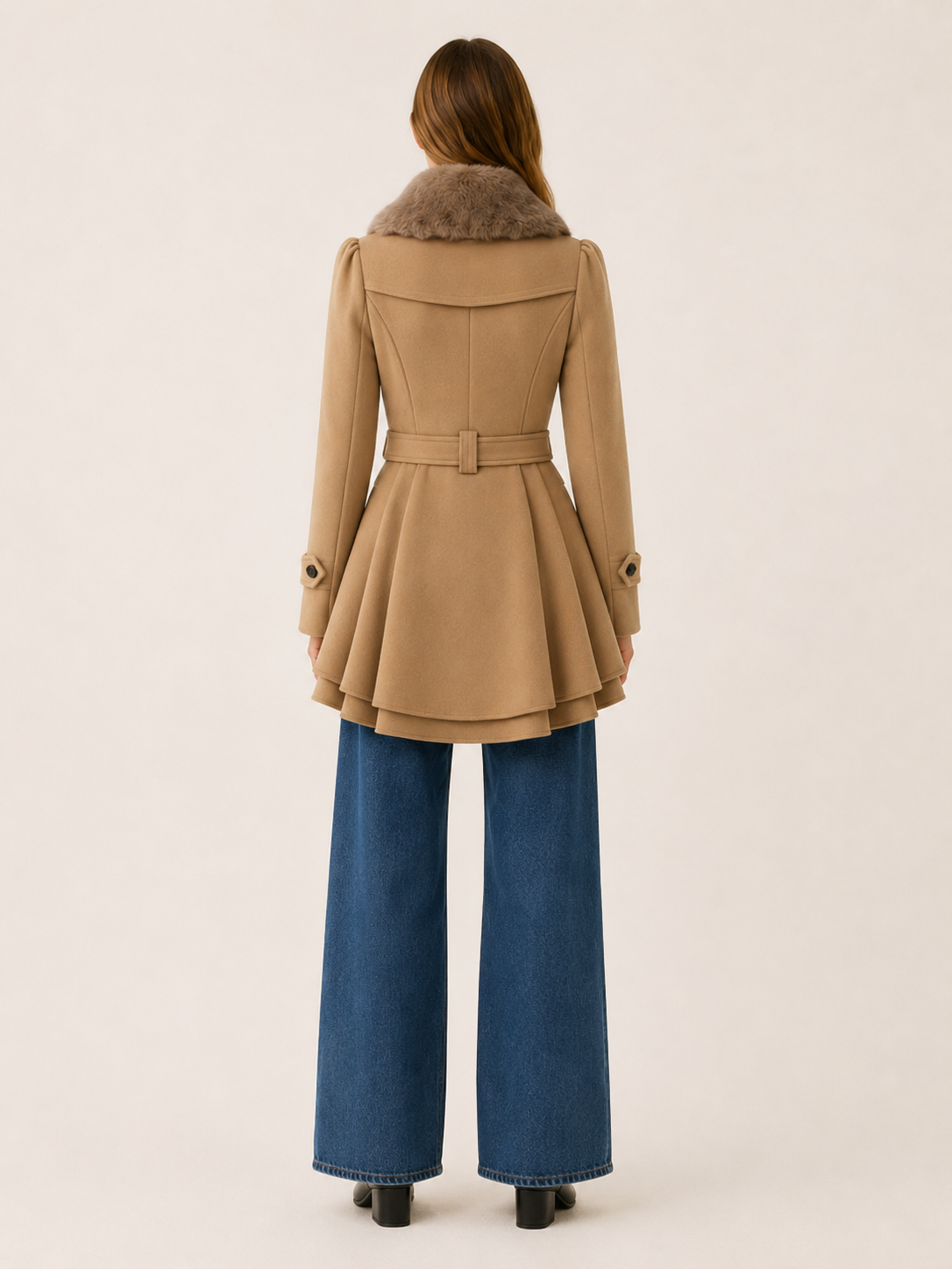 Cybele | Women’s Trench Coat with Tie Waist and Flared Hem