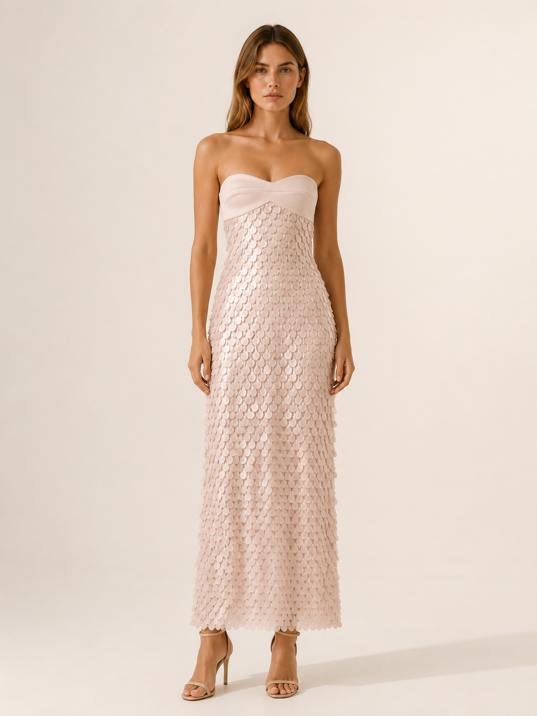 Dania | Sequin Maxi Dress with Strapless Satin Bodice