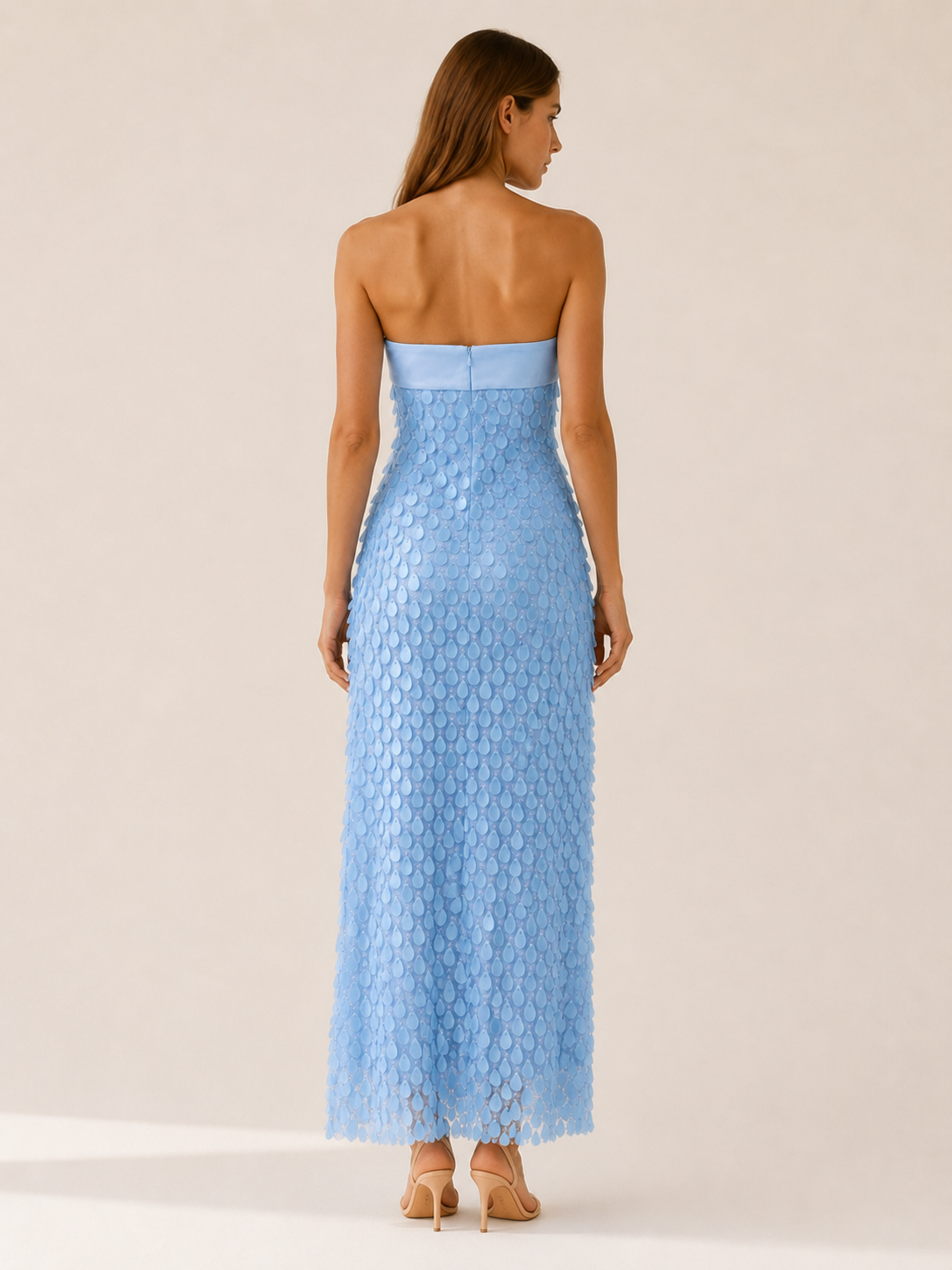 Dania | Sequin Maxi Dress with Strapless Satin Bodice