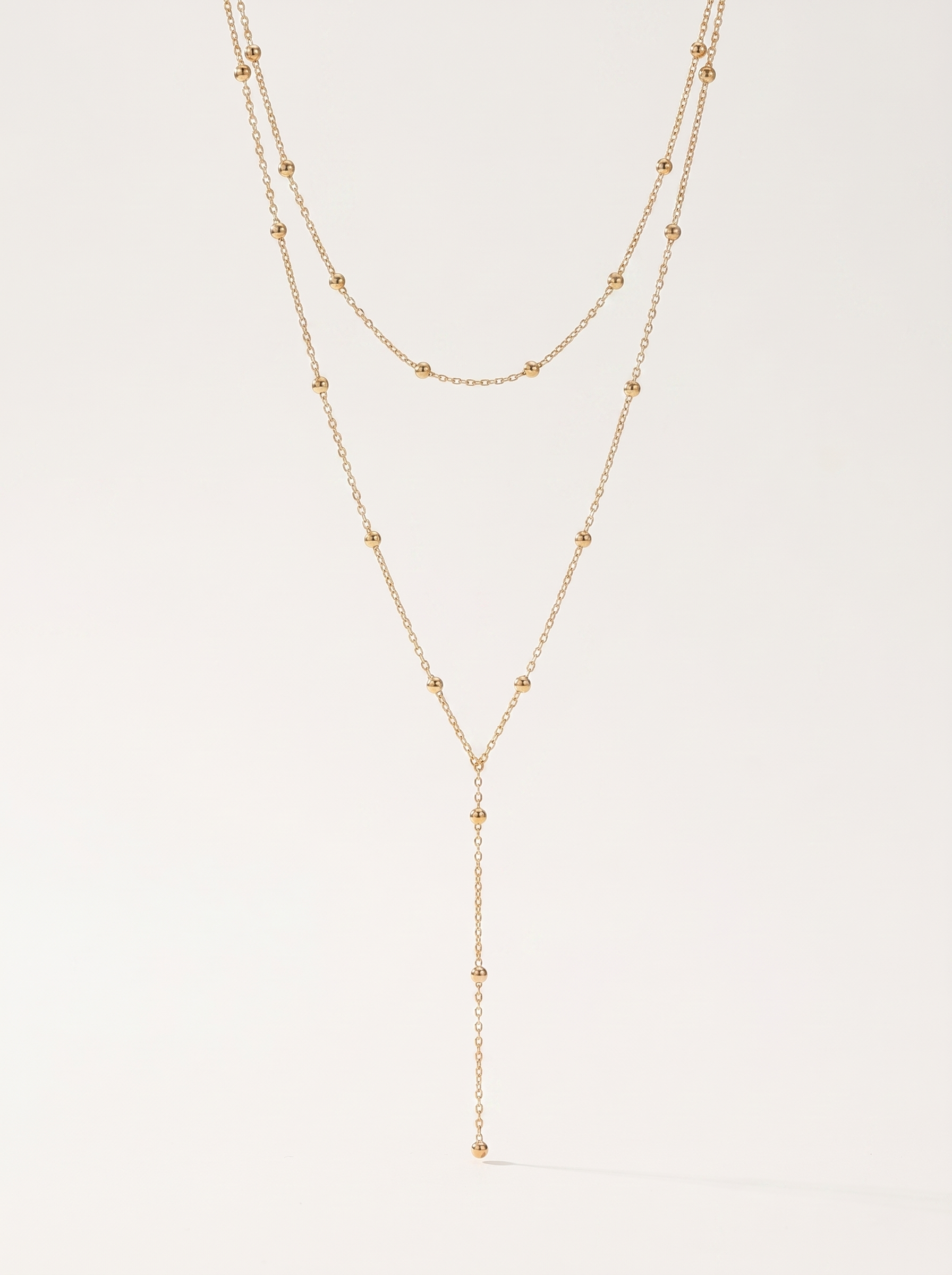Della | Button Pendant Necklace with Layered Chain